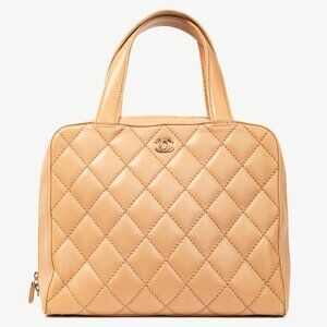 Chanel Wild Stitch Sand CC Quilted Leather Tote